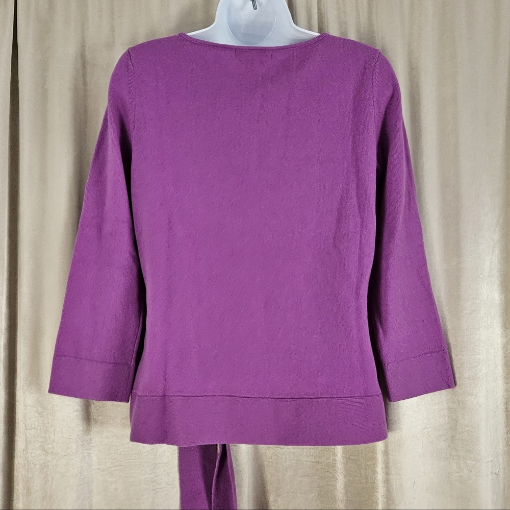 Petite Sophisticate purple 100% cashmere sweater Womens Medium - Picture 4 of 6